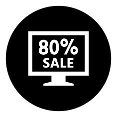 Computer Monitor icon on a round button - DimSeries N66