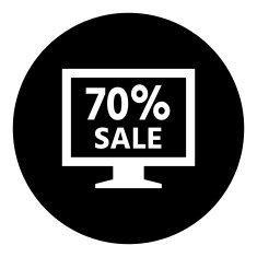 Computer Monitor icon on a round button - DimSeries N68
