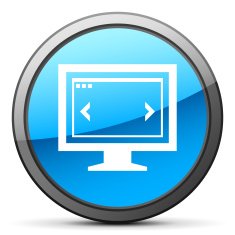 Computer Monitor icon on a round button - BrightSeries N146