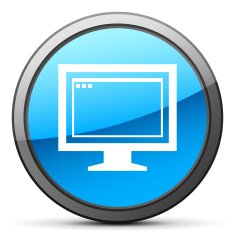 Computer Monitor icon on a round button - BrightSeries N162