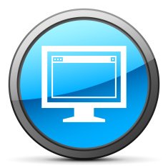 Computer Monitor icon on a round button - BrightSeries N163
