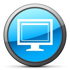 Computer Monitor icon on a round button - BrightSeries N164