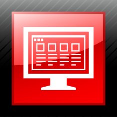 Computer Monitor icon on a square button - SleekSeries N169