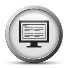 Computer Monitor icon on a silver button - SilverSeries N177