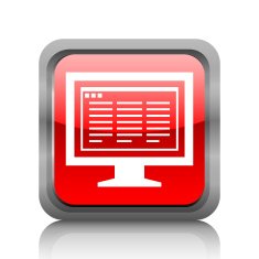 Computer Monitor icon on a square button - RubyRedSeries N180