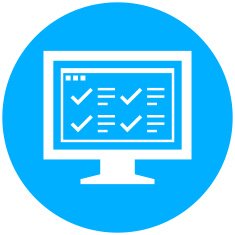 Computer Monitor icon on a round button - RoundSeries N174