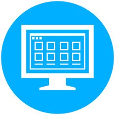 Computer Monitor icon on a round button - RoundSeries N182