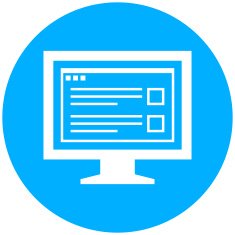 Computer Monitor icon on a round button - RoundSeries N187