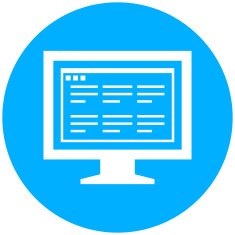 Computer Monitor icon on a round button - RoundSeries N189