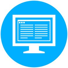 Computer Monitor icon on a round button - RoundSeries N194