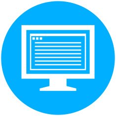 Computer Monitor icon on a round button - RoundSeries N195
