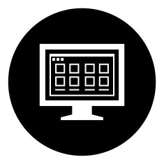 Computer Monitor icon on a round button - DimSeries N184