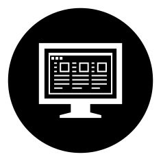 Computer Monitor icon on a round button - DimSeries N186