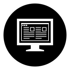 Computer Monitor icon on a round button - DimSeries N187