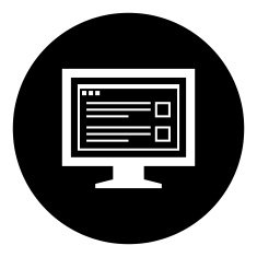 Computer Monitor icon on a round button - DimSeries N189