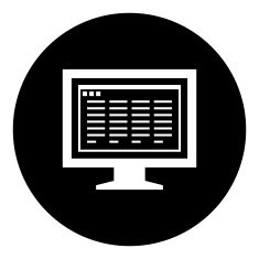Computer Monitor icon on a round button - DimSeries N194