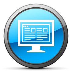 Computer Monitor icon on a round button - BrightSeries N184