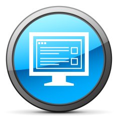 Computer Monitor icon on a round button - BrightSeries N185