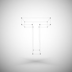 Three dimensional mesh stylish alphabet letter sign isolated on white N2