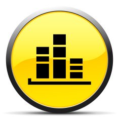 Bar Graph icon on a round button - CurveSeries