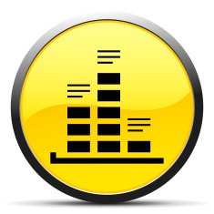 Bar Graph icon on a round button - CurveSeries N11