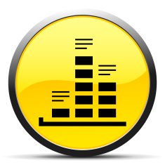 Bar Graph icon on a round button - CurveSeries N14