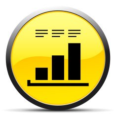 Bar Graph icon on a round button - CurveSeries N26