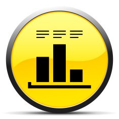 Bar Graph icon on a round button - CurveSeries N27