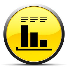 Bar Graph icon on a round button - CurveSeries N28