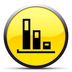 Bar Graph icon on a round button - CurveSeries N34