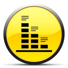 Bar Graph icon on a round button - CurveSeries N37