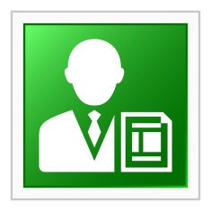 Businessman icon on a square button - FlatSeries N5
