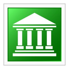 Bank icon on a square button - FlatSeries