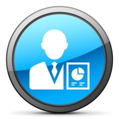 Businessman icon on a round button - BrightSeries