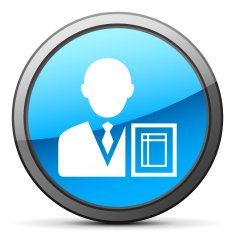 Businessman icon on a round button - BrightSeries N3