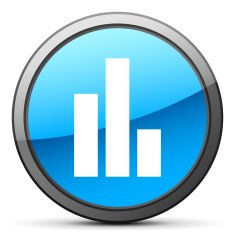 Bar Graph icon on a round button - BrightSeries