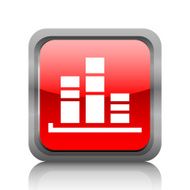 Bar Graph icon on a square button - RubyRedSeries