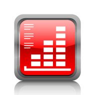 Bar Graph icon on a square button - RubyRedSeries N2