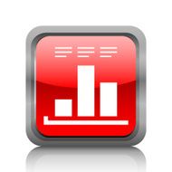 Bar Graph icon on a square button - RubyRedSeries N3