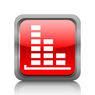 Bar Graph icon on a square button - RubyRedSeries N5
