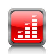Bar Graph icon on a square button - RubyRedSeries N10