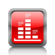 Bar Graph icon on a square button - RubyRedSeries N11