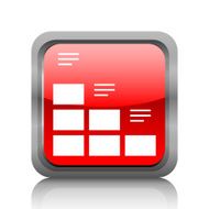Bar Graph icon on a square button - RubyRedSeries N13