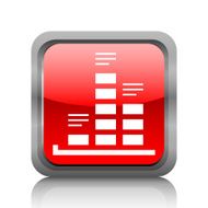 Bar Graph icon on a square button - RubyRedSeries N14