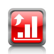 Bar Graph icon on a square button - RubyRedSeries N15