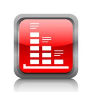 Bar Graph icon on a square button - RubyRedSeries N16