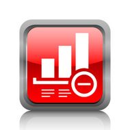 Bar Graph icon on a square button - RubyRedSeries N17