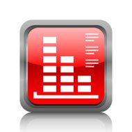Bar Graph icon on a square button - RubyRedSeries N18