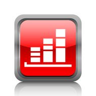 Bar Graph icon on a square button - RubyRedSeries N19