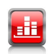 Bar Graph icon on a square button - RubyRedSeries N20